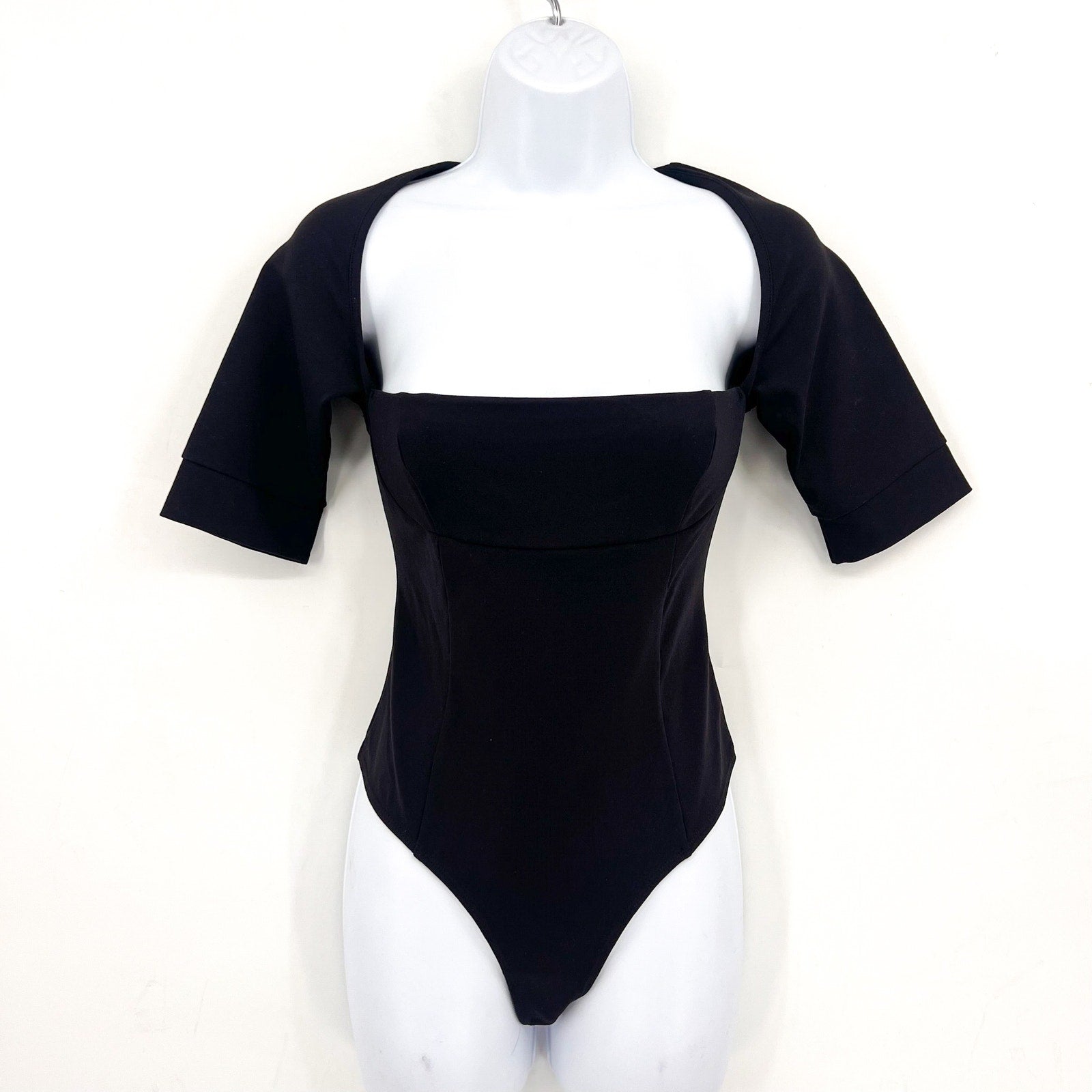 FREE PEOPLE X INTIMATELY FP Everly Bodysuit Small Black 3/4 Sleeve Bolero NWT