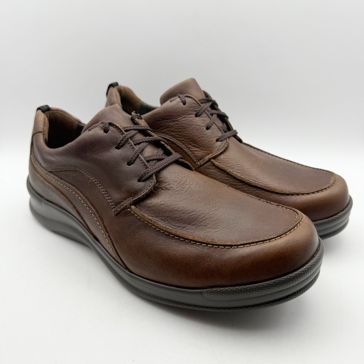 SAS Mens Move on Lace up Sneakers US 11.5 Wide Brown Leather Comfort NIB