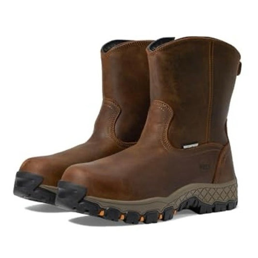 Hoss Mens Recon 8" Side Zip Wellington Industrial Boot 14 Wide Brown Leather NIB