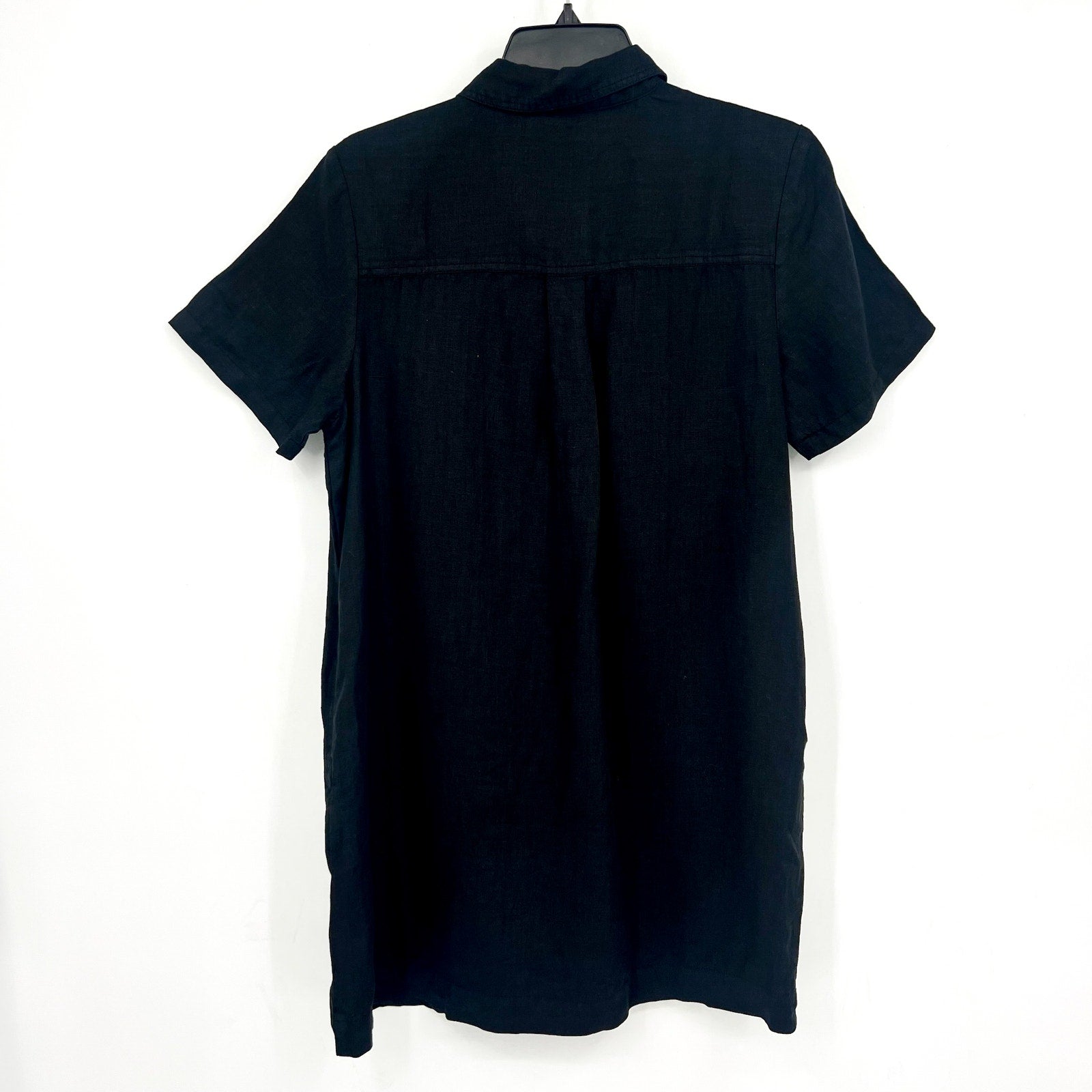 MICHAEL STARS Women's Ola Utility Dress Medium Black Short Sleeve Linen NWT