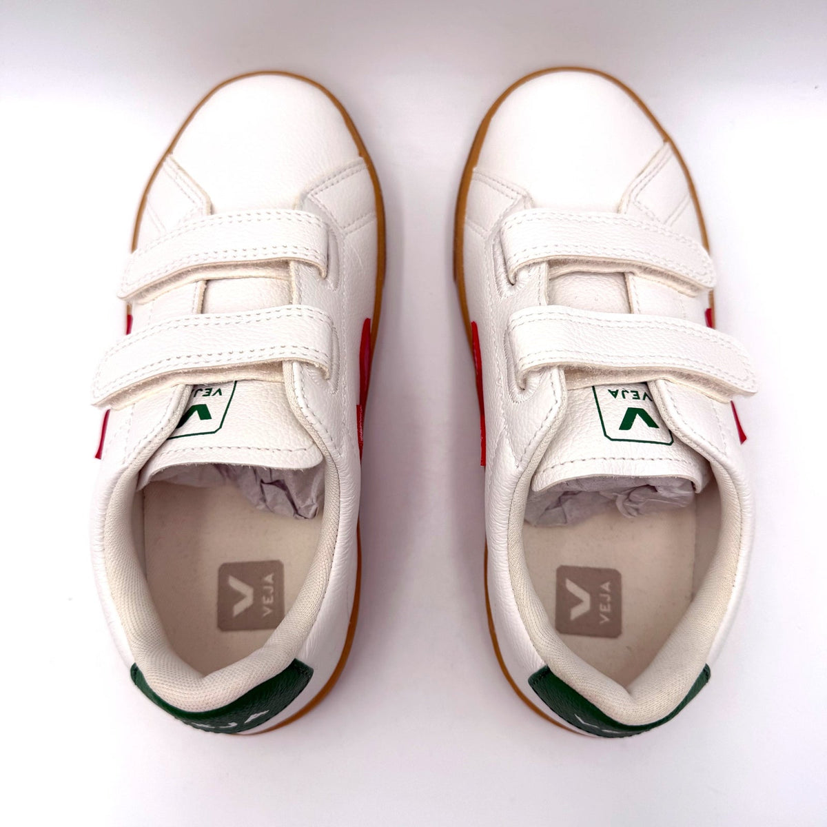 Veja Kids Small Esplar Double Strap Sneakers Size 2 EU 33 White Red Green NWOB