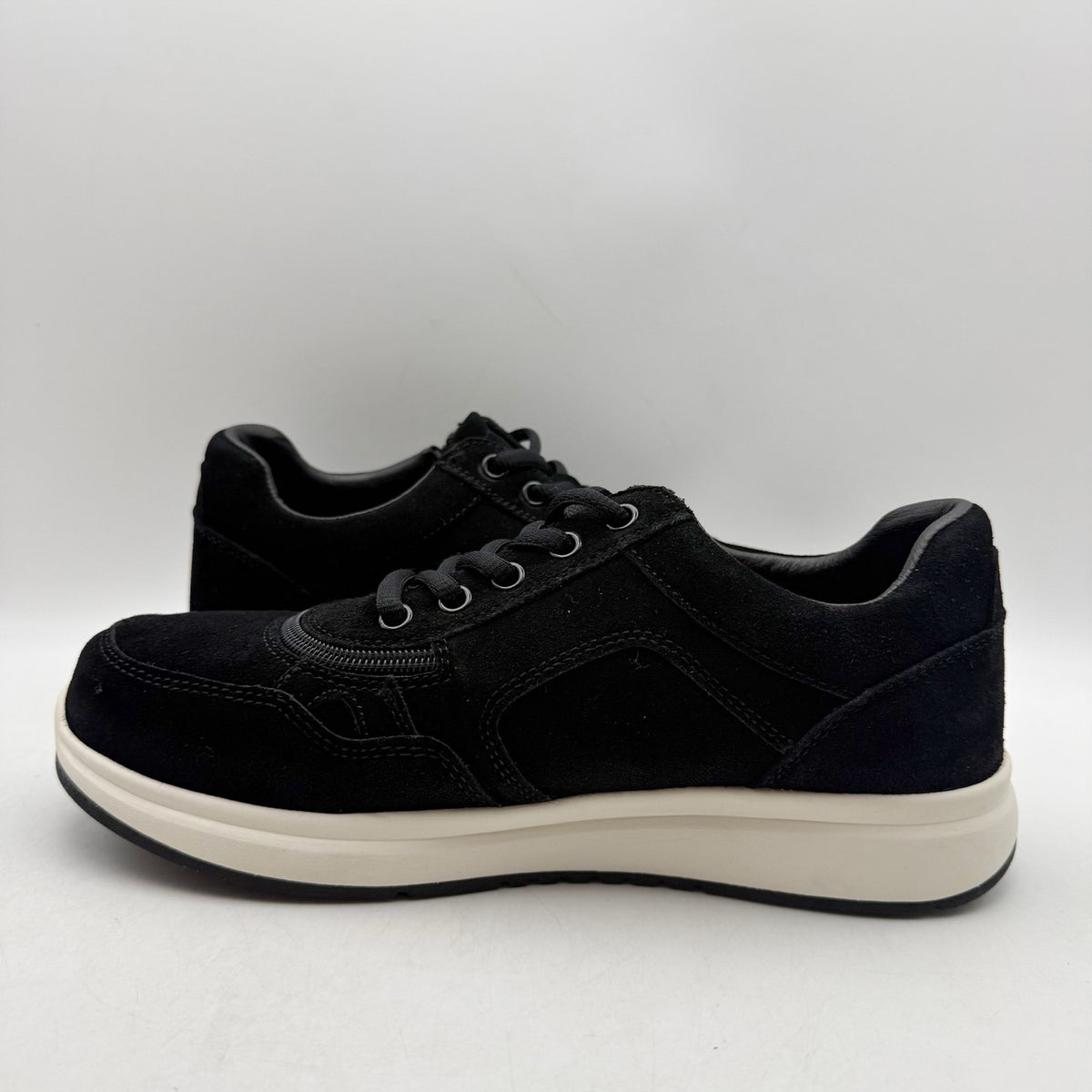 BILLY Mens Comfort Jogger Sneakers US 7.5 Wide Black Suede Zipper NWOB