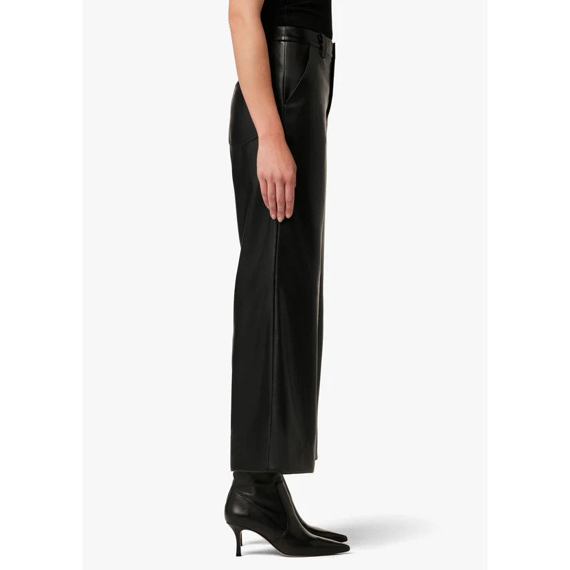 JOE'S JEANS Women's Mia Wide Leg Leather Pants Size 25 US 0 Black High Rise NWT