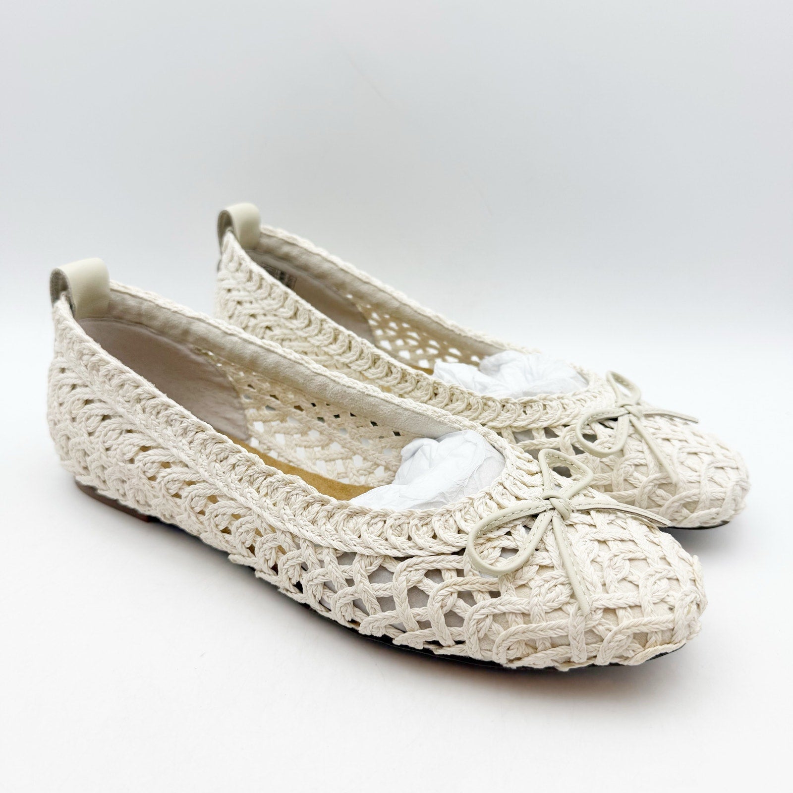 Kelsi Dagger Brooklyn Womens Frankie Flats US 8.5 EU 39 White Crochet NWOB