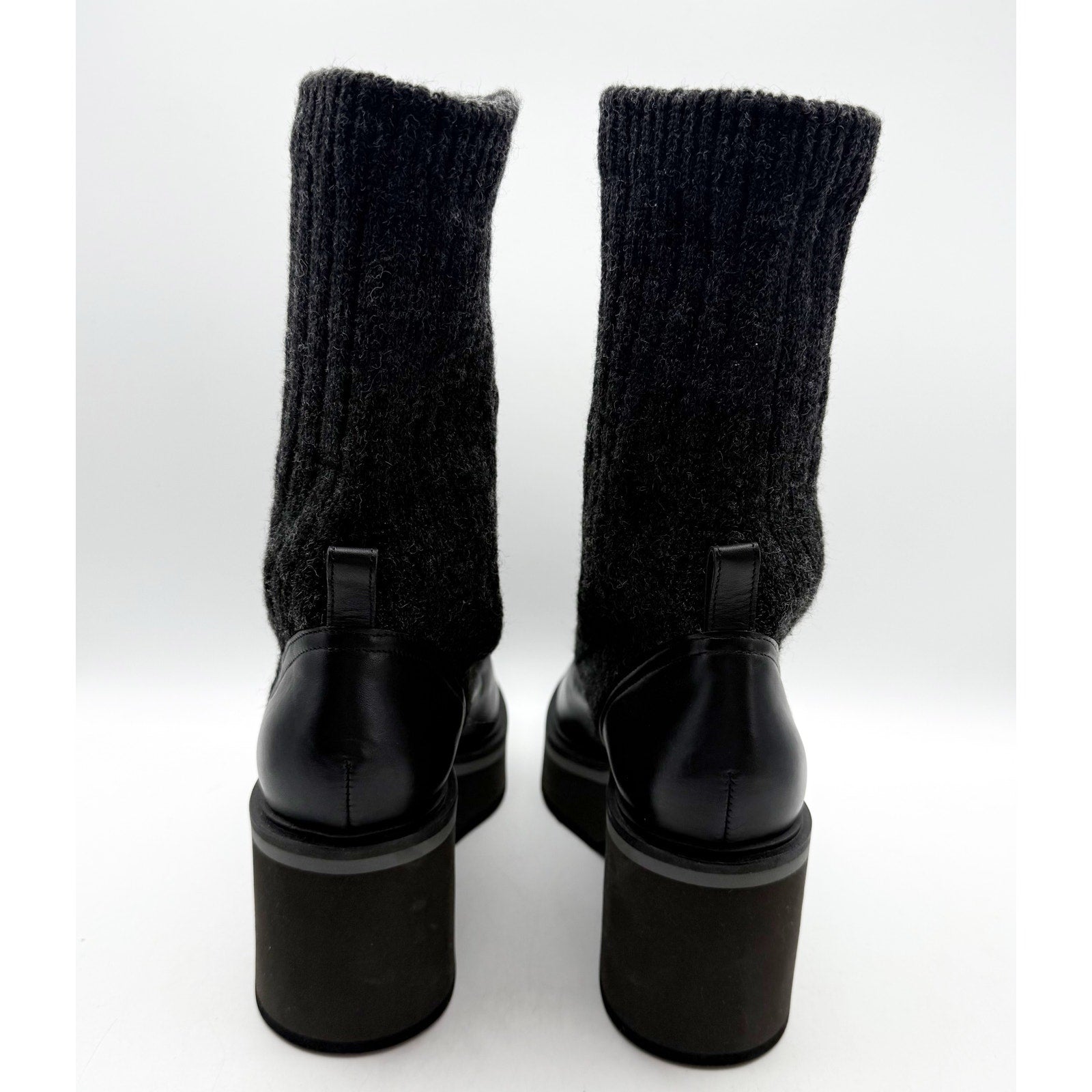 Robert Clergerie Womens Ancel Boots US 10 EU 40 Black Calfskin Knit Combat NIB