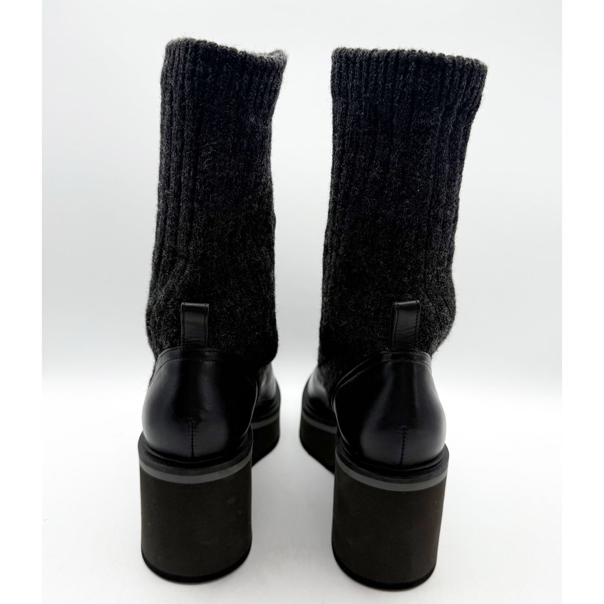 Robert Clergerie Womens Ancel Boots Size 10 EU 40 Black Calfskin Knit Combat NIB
