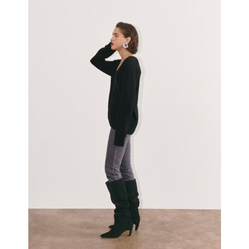 Everlane Womens The Classic V Cashmere Sweater Small Black Long Sleeve NWT
