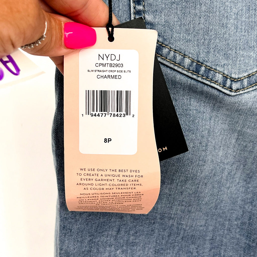 NYDJ Curves 360 Womens Slim Straight Crop Jeans 8 PETITE Charmed Light Blue NWT