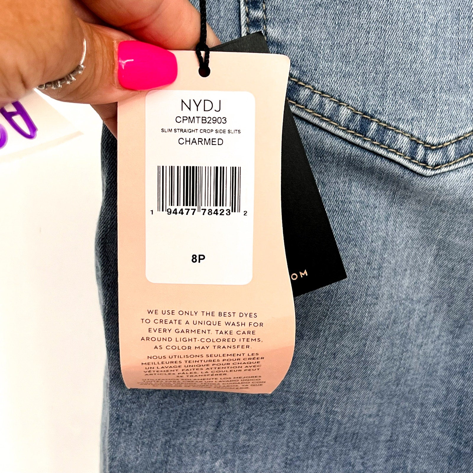 NYDJ Curves 360 Womens Slim Straight Crop Jeans 8 PETITE Charmed Light Blue NWT