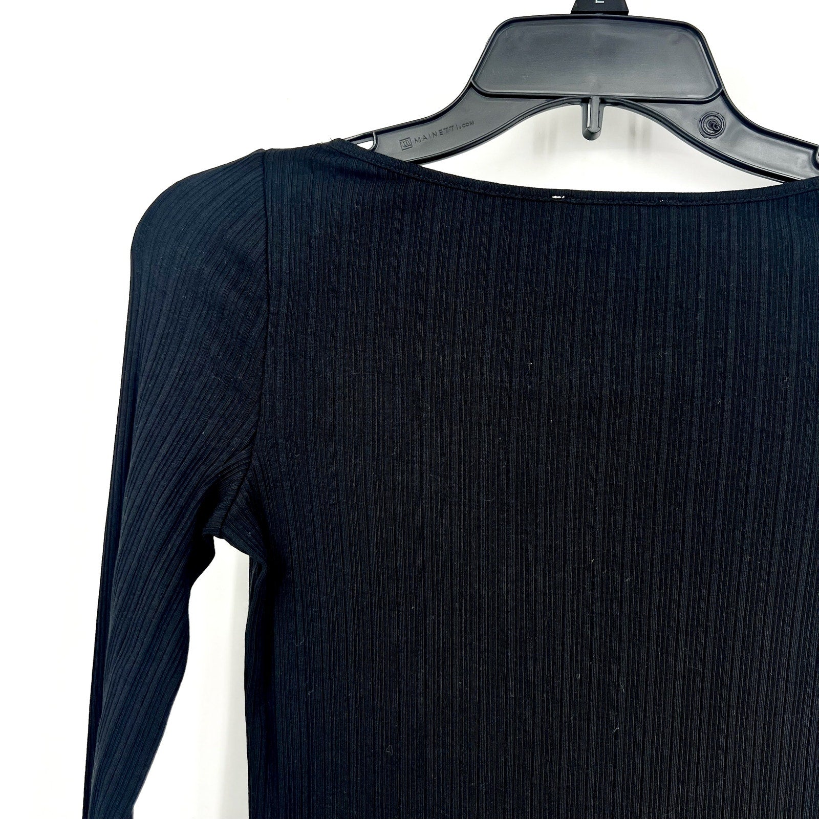 MADEWELL Women's Boat Neck Rib Top XS Jet BlackLong Sleeve NS805 NWT