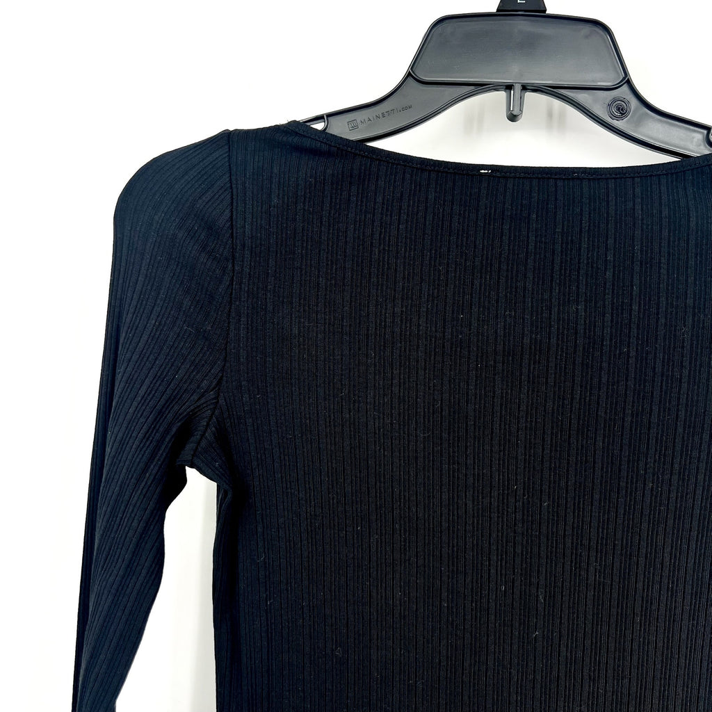 MADEWELL Women's Boat Neck Rib Top XS Jet BlackLong Sleeve NS805 NWT