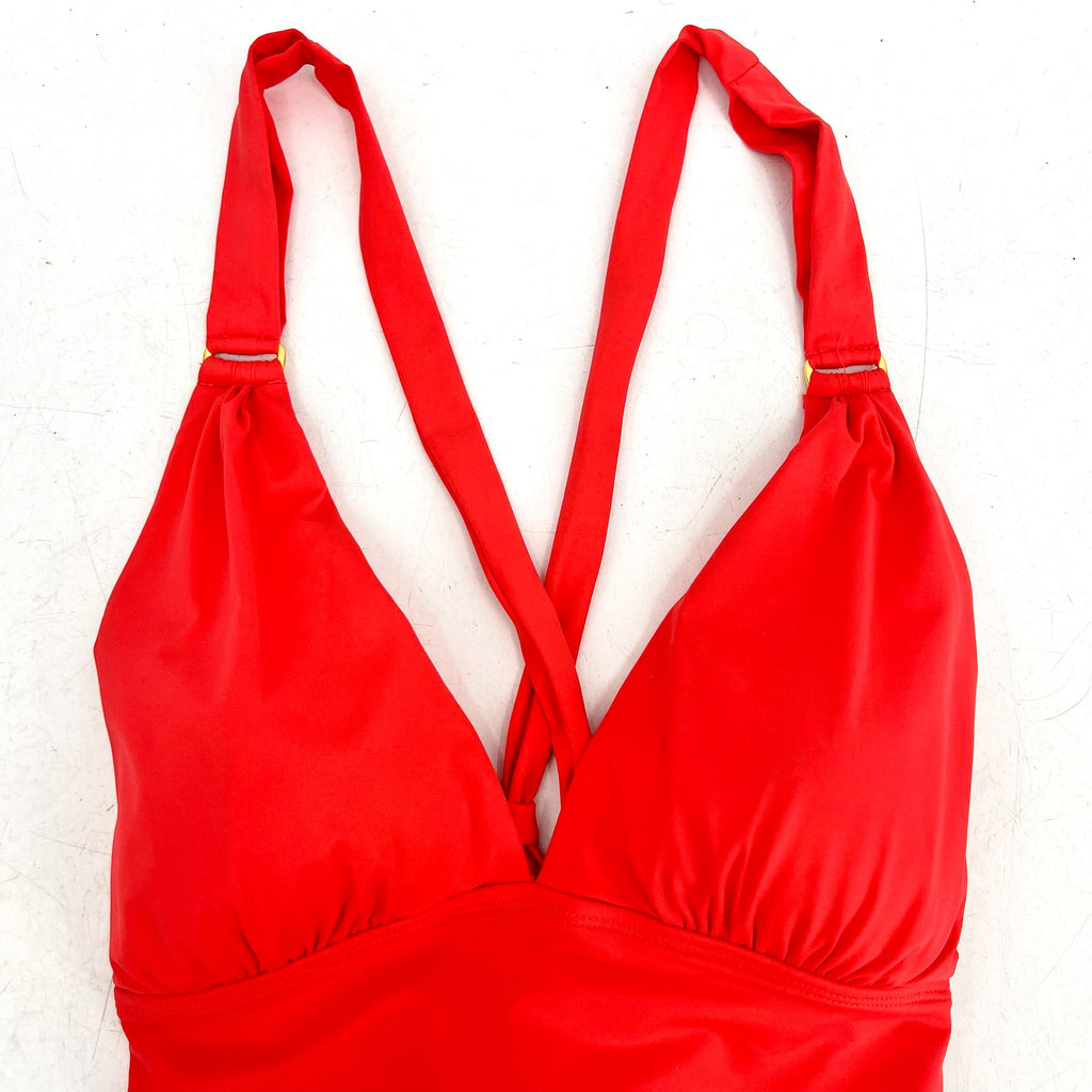 TOMMY BAHAMA Novelty Pearl One Piece Swimsuit Size 8 Pink Coral V neck NWT
