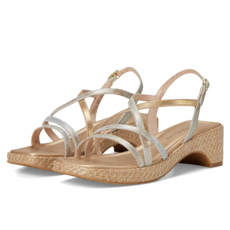 Donald Pliner Womens Rosalie Sandals Size 8 Metallic Silver Gold Leather NWOB