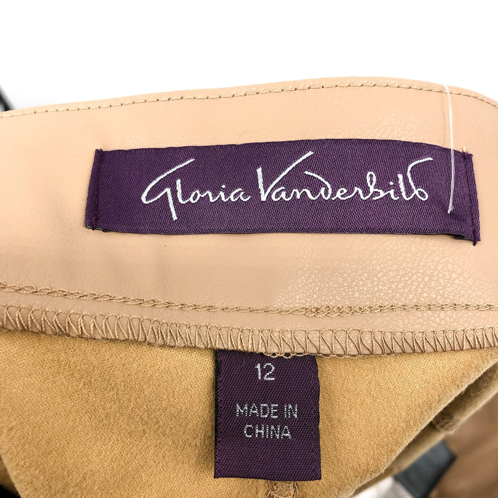 GLORIA VANDERBILT Avery Faux Leather Leggings Size 12 Tan Skinny Pull on NWT