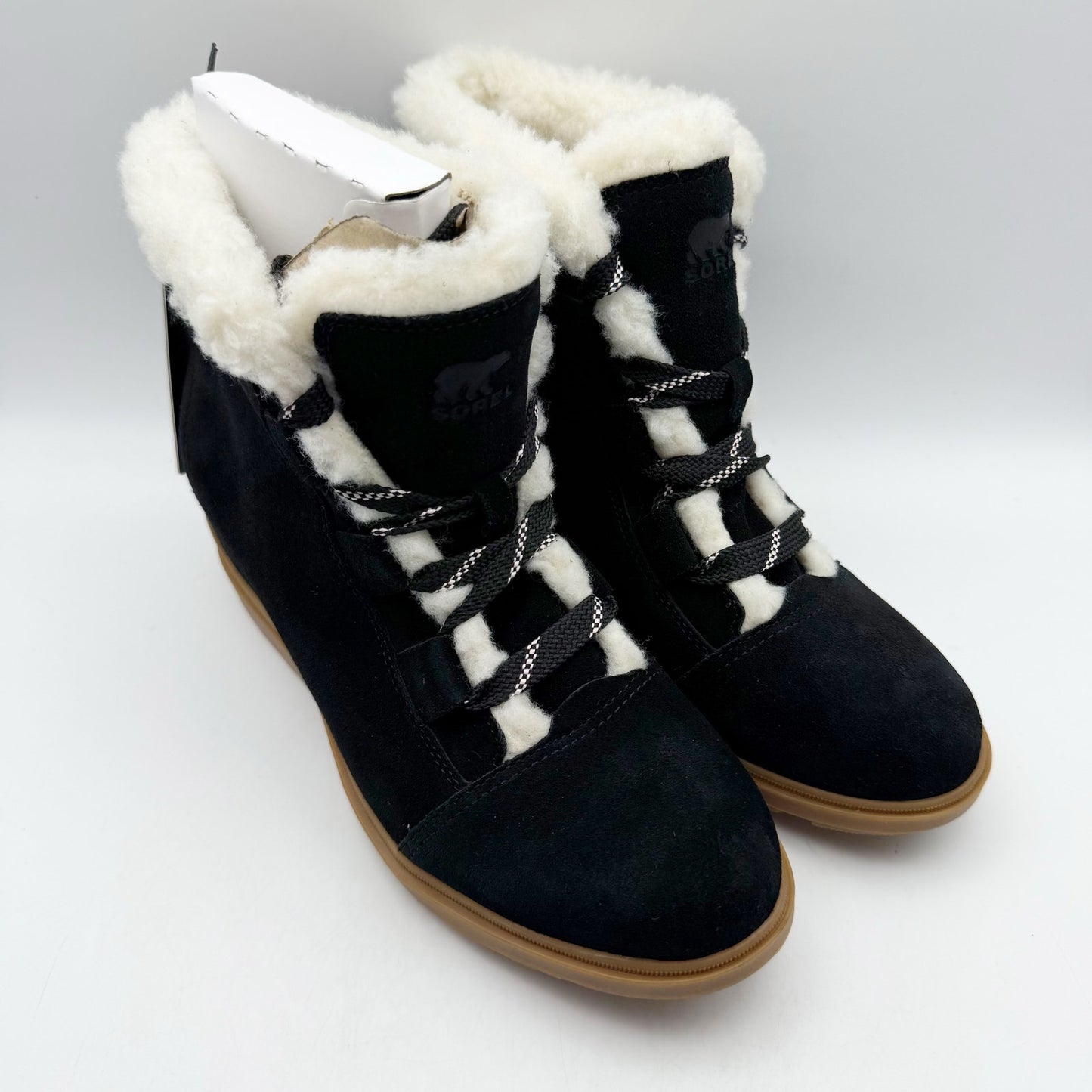 SOREL Womens Evie II Cozy Booties US 11 EU 42 Black Waterproof Leather NIB