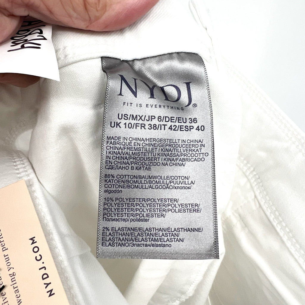 NYDJ Women's Mona Wide Leg Trouser Ankle Jeans Size 6 Optic White Denim NWT