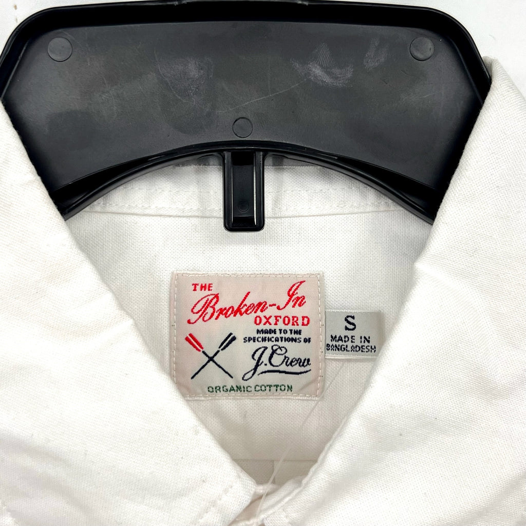 J.CREW Mens Broken-in Oxford Shirt Small White Short-sleeve Cotton BE986 NWT