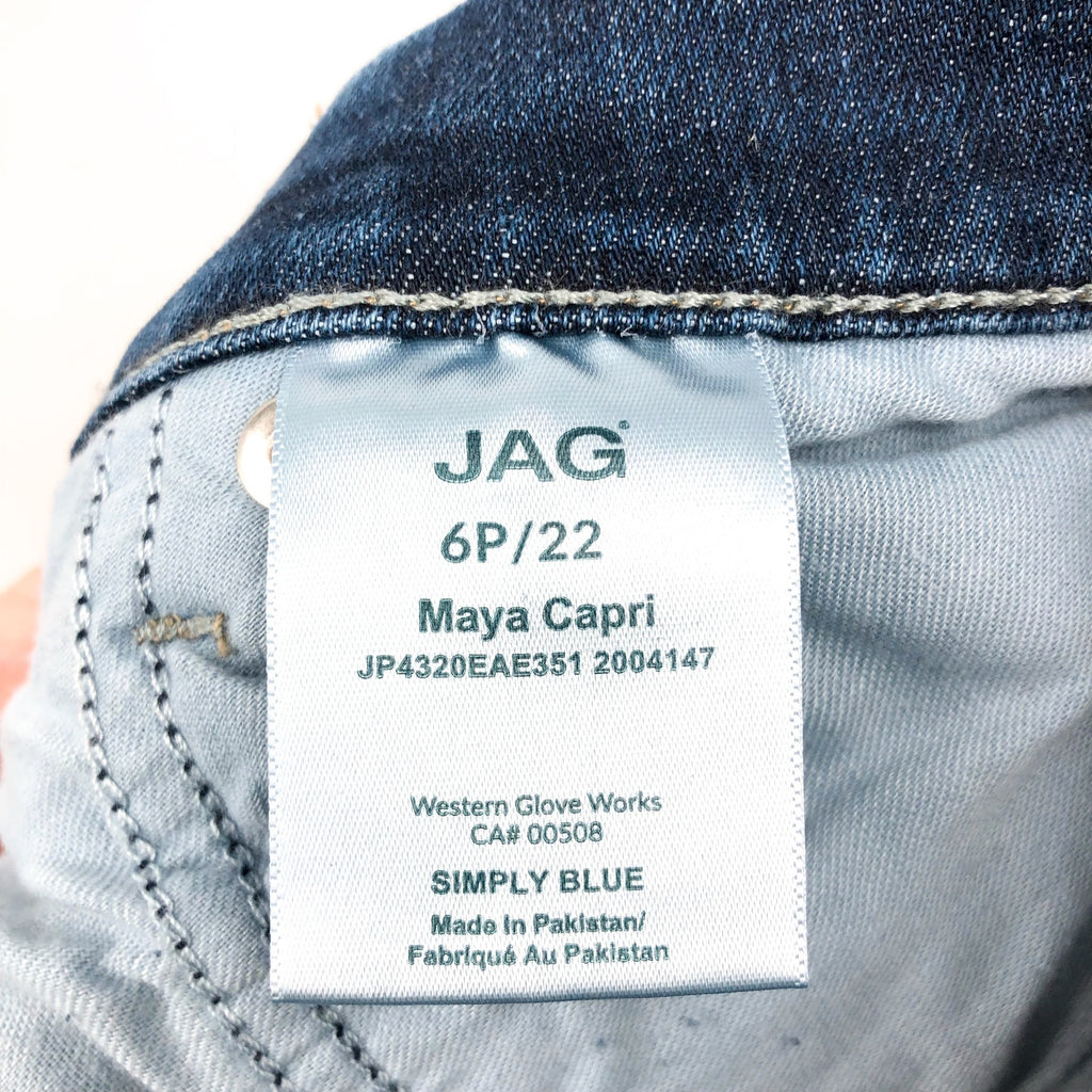 JAG Women's Maya Capri Jeans Size 6 Petite Night Blue Wash Stretch Mid Rise NWT
