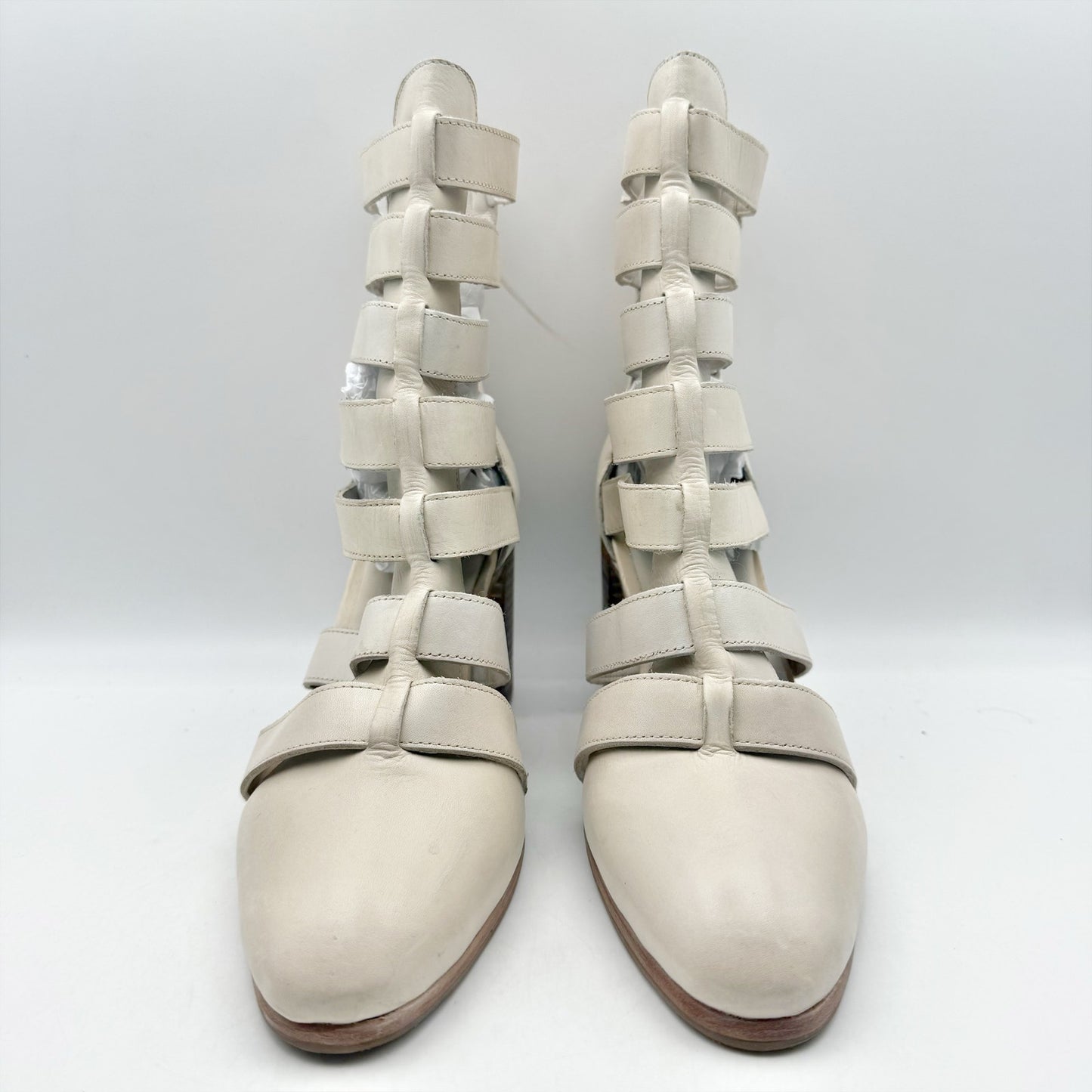 Vintage Foundry Womens Vivi Heel Sandals US 8.5 EU 39 Ivory Leather NWOB
