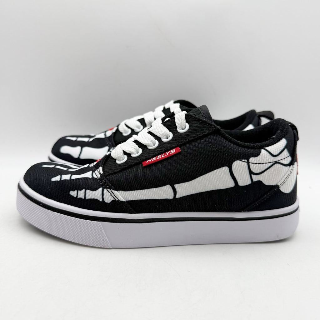 Heelys Kids Pro 20 Prints Skate Shoes US 3 EU 34 Black Canvas Skeleton Print EUC