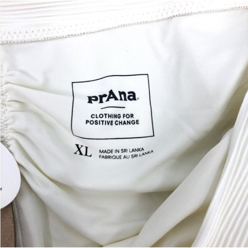 PRANA Women's Aurelia Swim Bottoms XL White Horchata Ottoman High Waist NWT
