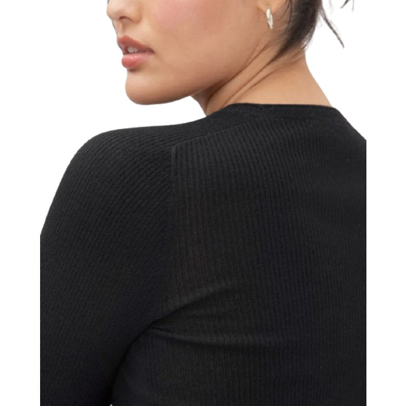 EVERLANE Women's The Long-Sleeve Sweater Tee Small Black Ultrafine Merino NWT