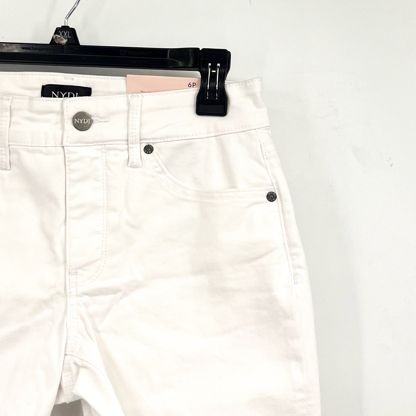 NYDJ Womens Ella Denim Shorts Size 8 PETITE Optic White 8" Inseam NWT