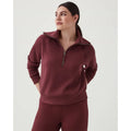 SPANX Womens AirEssentials 1/2 Zip Pullover Sweatshirt Medium Wine Red Spice NWT