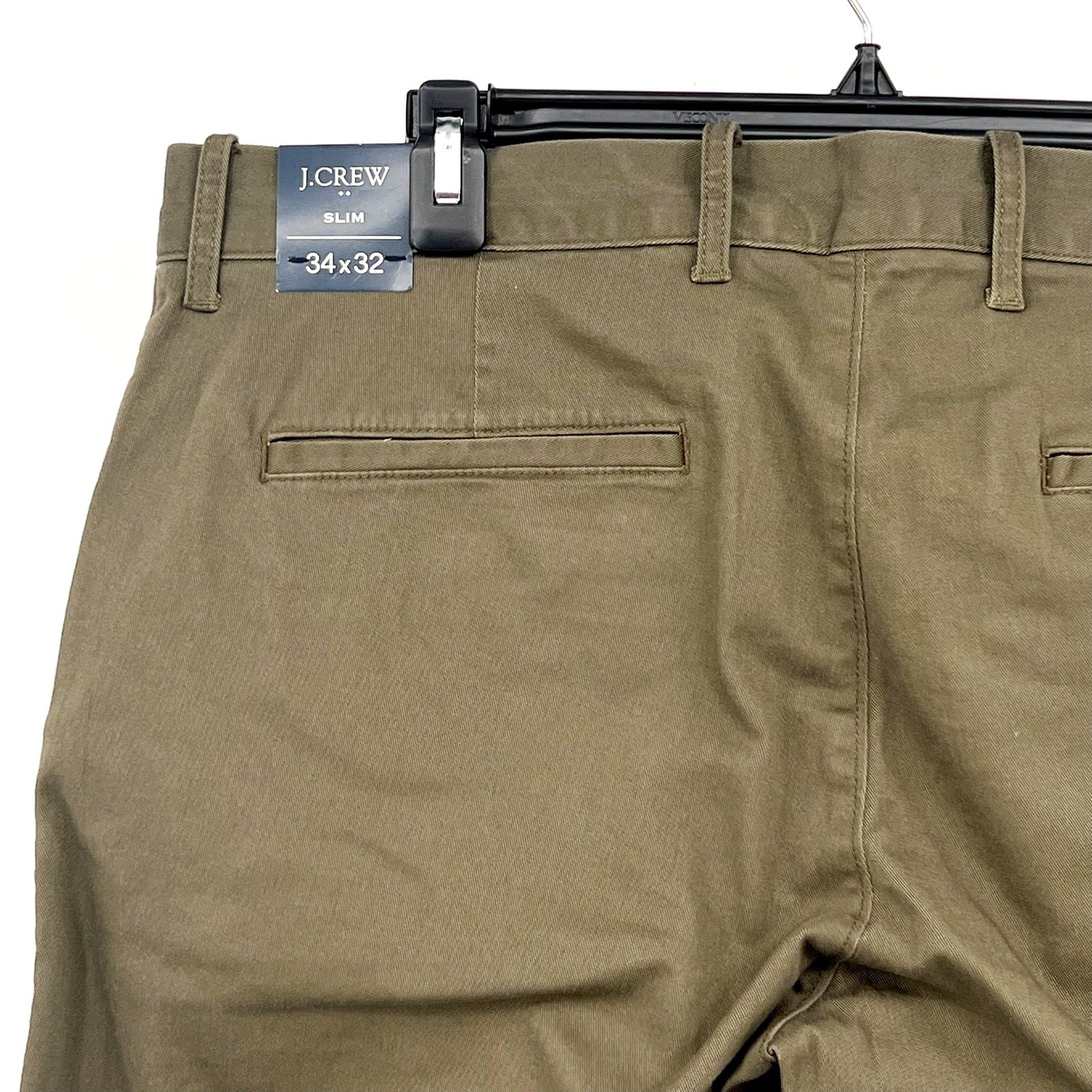 J.CREW Men's Slim-fit Flex Chino Pants 34x32 Catskill Green Flat Front H3167 NWT