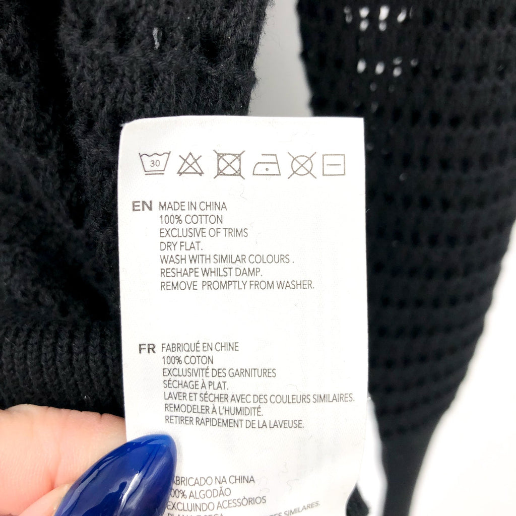 VARLEY Women's Kershaw Sweat Pullover Sweater XXS Black Open Knit Cotton NWT