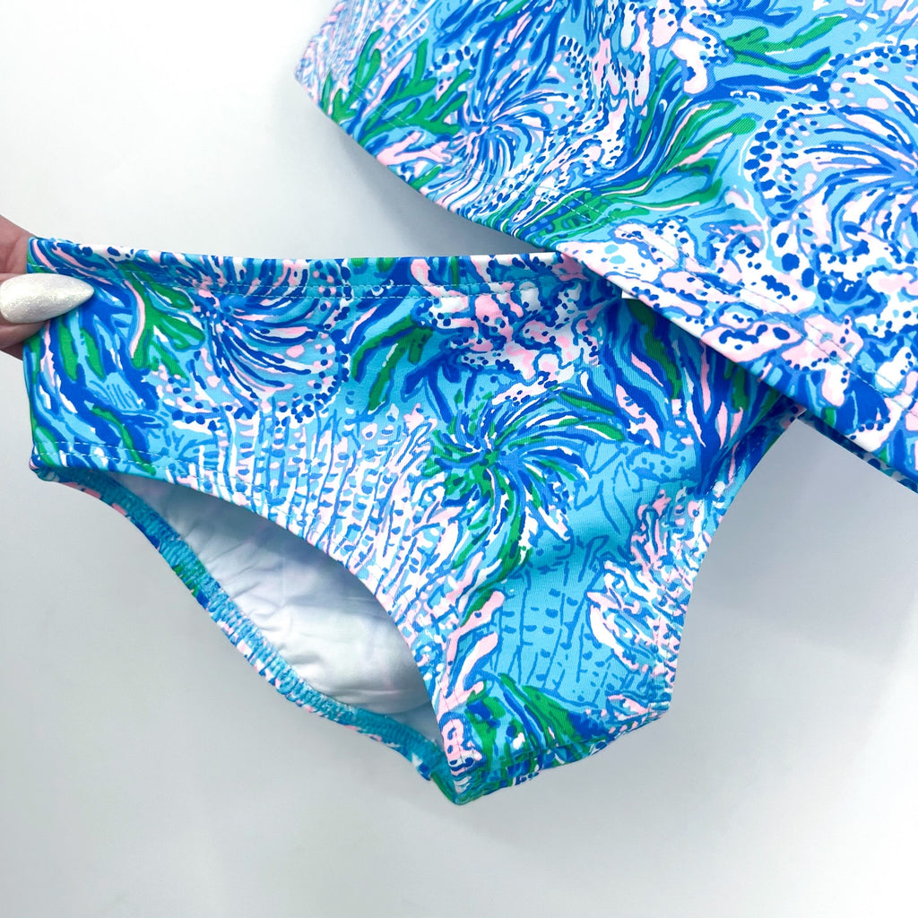 LILLY PULITZER Girls Bobby Rashguard Swimsuit Set Size 7 Los Olas Aqua Blue NWT