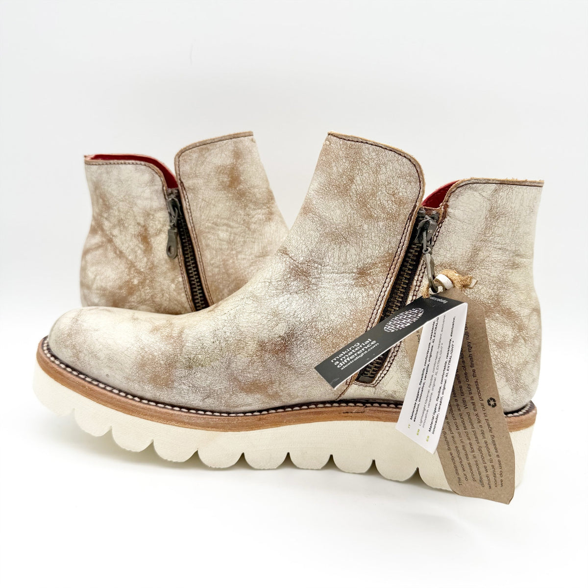 BEDSTU Womens Lydyi Ankle Bootie US 10 White Rustic Side Zipper Leather Boot NIB