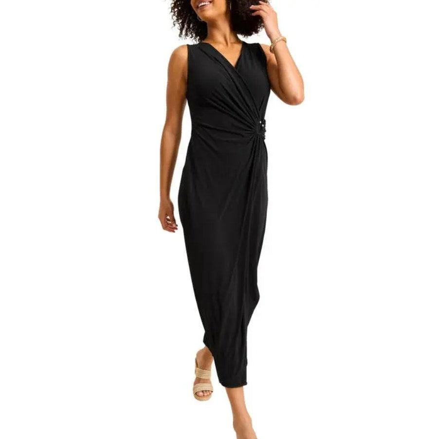 TOMMY BAHAMA Women's Clara Glimmer Maxi Dress Small Black Sleeveless NWT