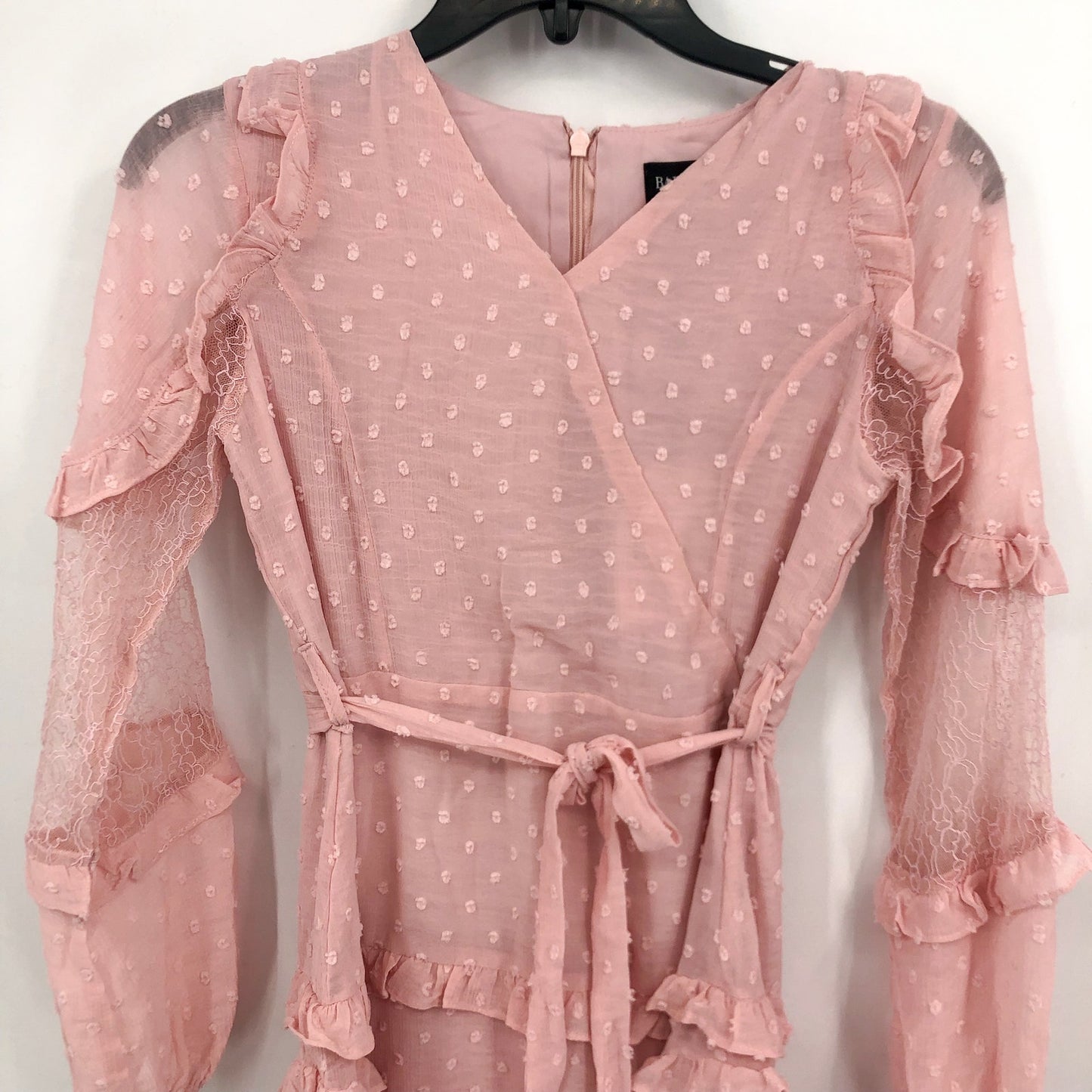 BARDOT JUNIOR Girls Mimi Dobby Dress Size 14 Pink Potpourri Lace Ruffle NWT