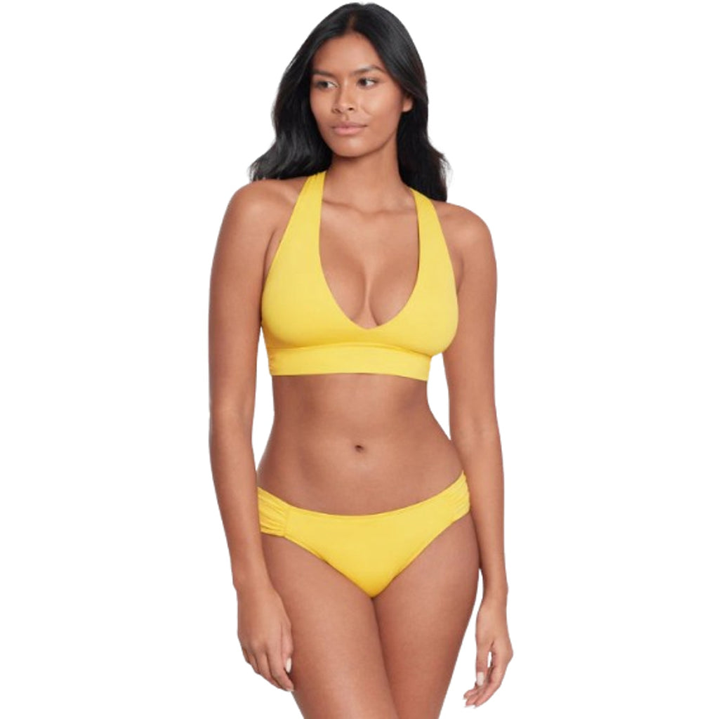 LAUREN RALPH LAUREN Twist X Back Bikini Top Size 4 Bright Yellow Beach Club NWOT