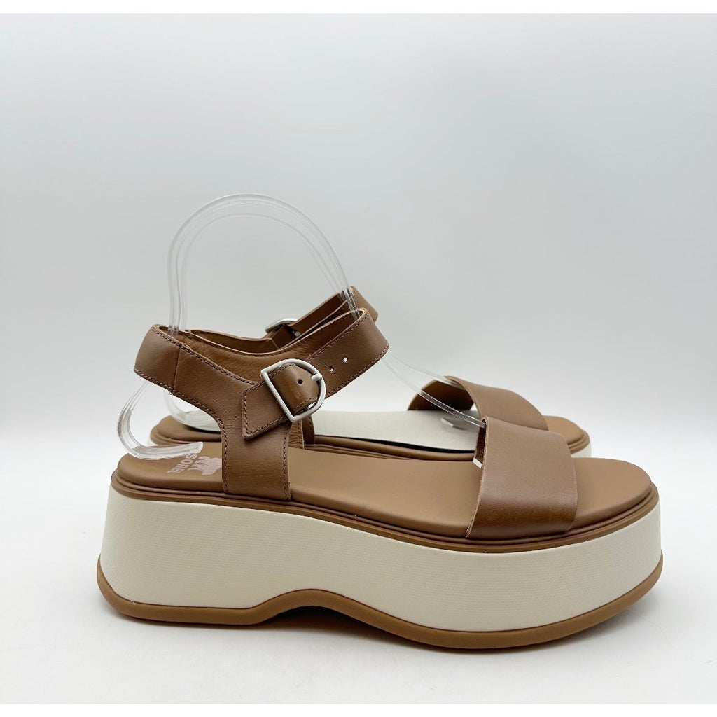 SOREL Womens Dayspring Platform Sandals Size 8.5 EU 39.5 Brown Leather NWOB