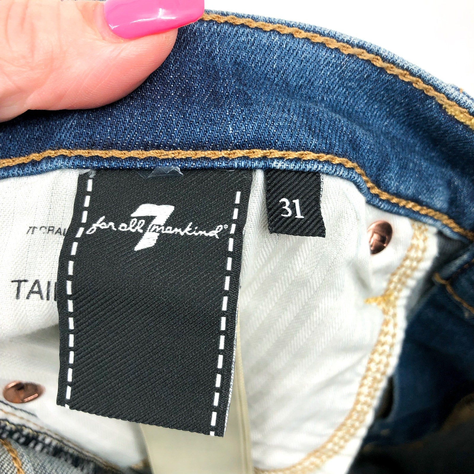 7 FOR ALL MANKIND Tailorless Dojo Jeans Size 31 Blue Disautlght Wash NWT