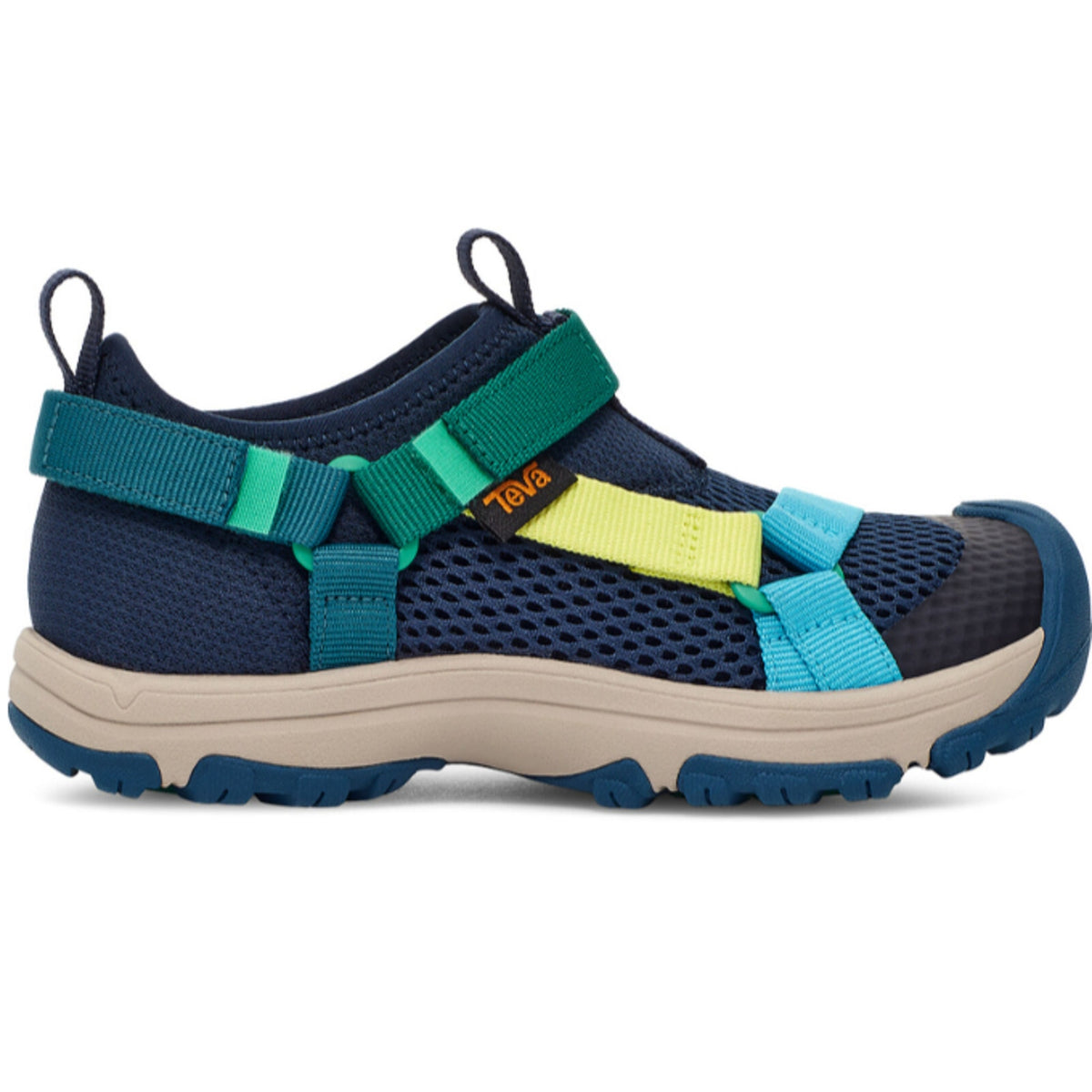 TEVA Kids Outflow Universal Sandals Youth 5 Navy Blue Green Water Shoes NIB