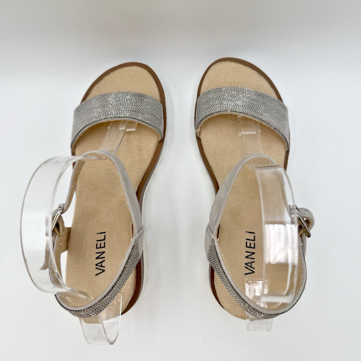 VANELi Womens Cedra Wedge Sandals Size 7.5 M Grey Metallic Suede NIB