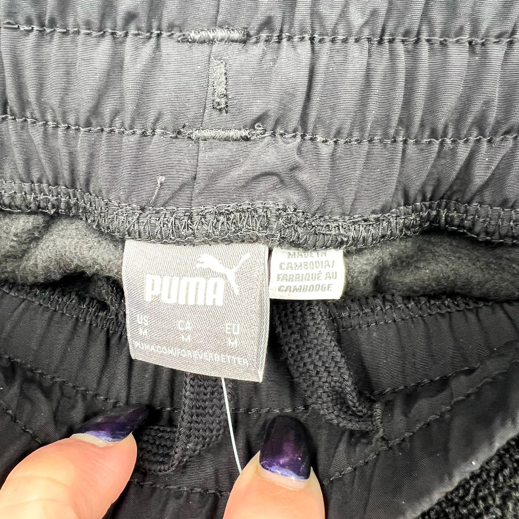 PUMA Women's ESS Elevated Winterized Pants Medium Black Drawstring Joggers NWT