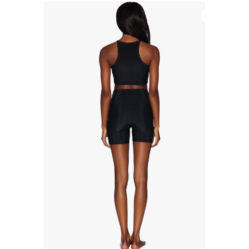 BEACH RIOT Women's Anna Tank Top Medium Black Ribbed Crop NWT