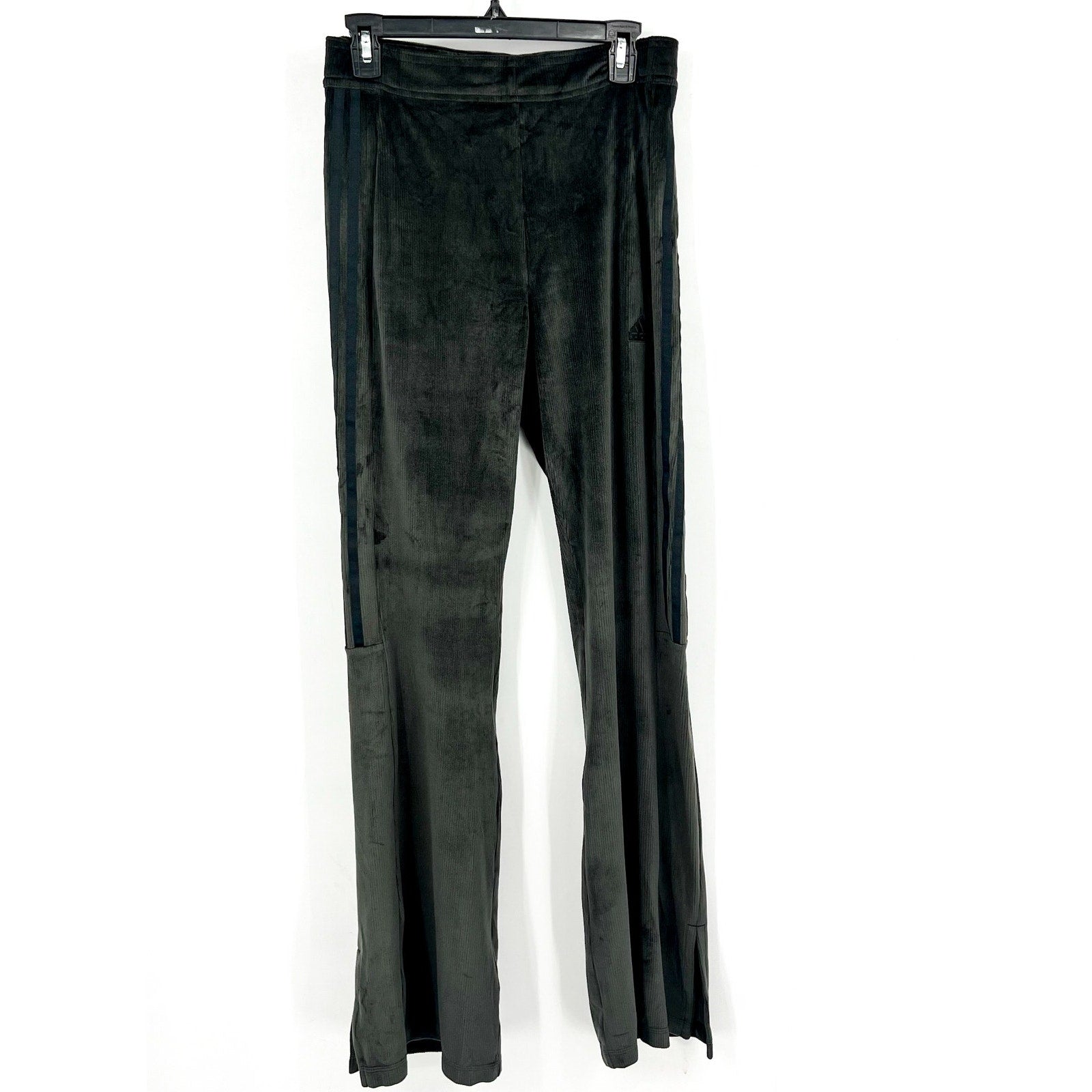 ADIDAS Women's Tiro 3-Stripes Velour Flared Leggings Medium Dark Grey NWOT