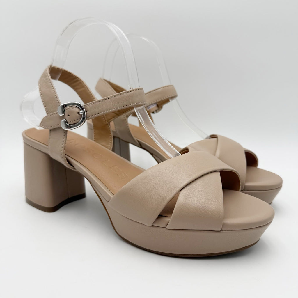 Aerosoles Womens Cosmos Platform Sandals Size 8.5 M Beige NWOB