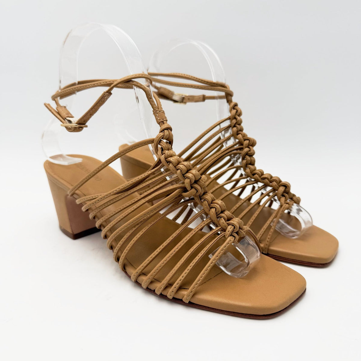 Bernardo Womens Briga Strappy Block Heel Sandals Size 6.5 Tan Dune Leather NWOB