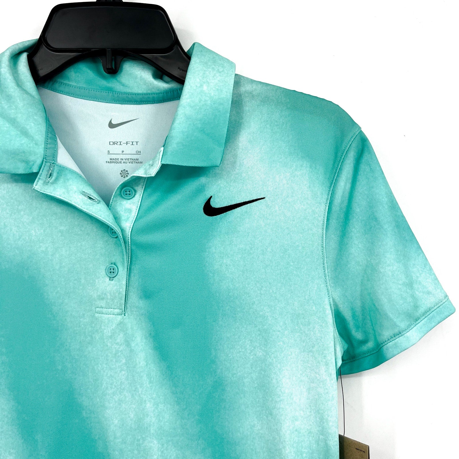 NIKE Womens Dri-FIT Short-Sleeve Golf Polo Shirt Small Blue Green Print NWT
