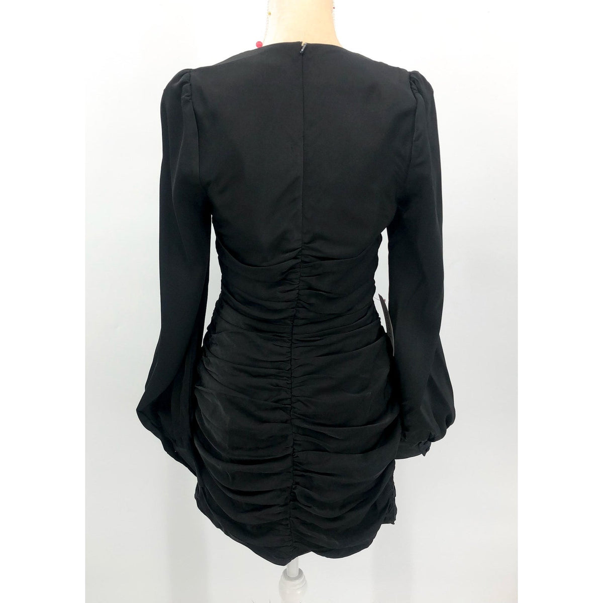 BARDOT Women's Marion Mini Dress US SIZE 8 Black Ruched Long Sleeve NWT