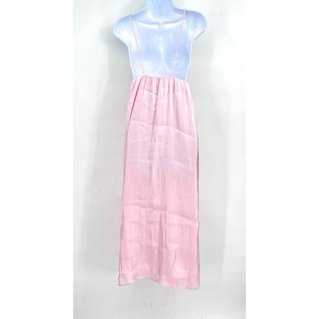 GANNI Womens Changeant Strap Dress Size 32 US 0 Chalk Pink Satin Sleeveless NWOT