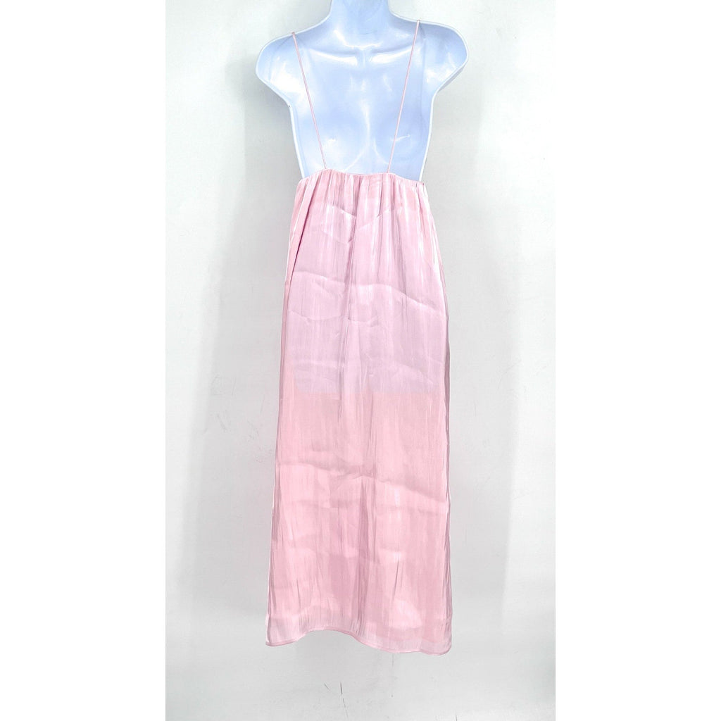 GANNI Womens Changeant Strap Dress Size 32 US 0 Chalk Pink Satin Sleeveless NWOT