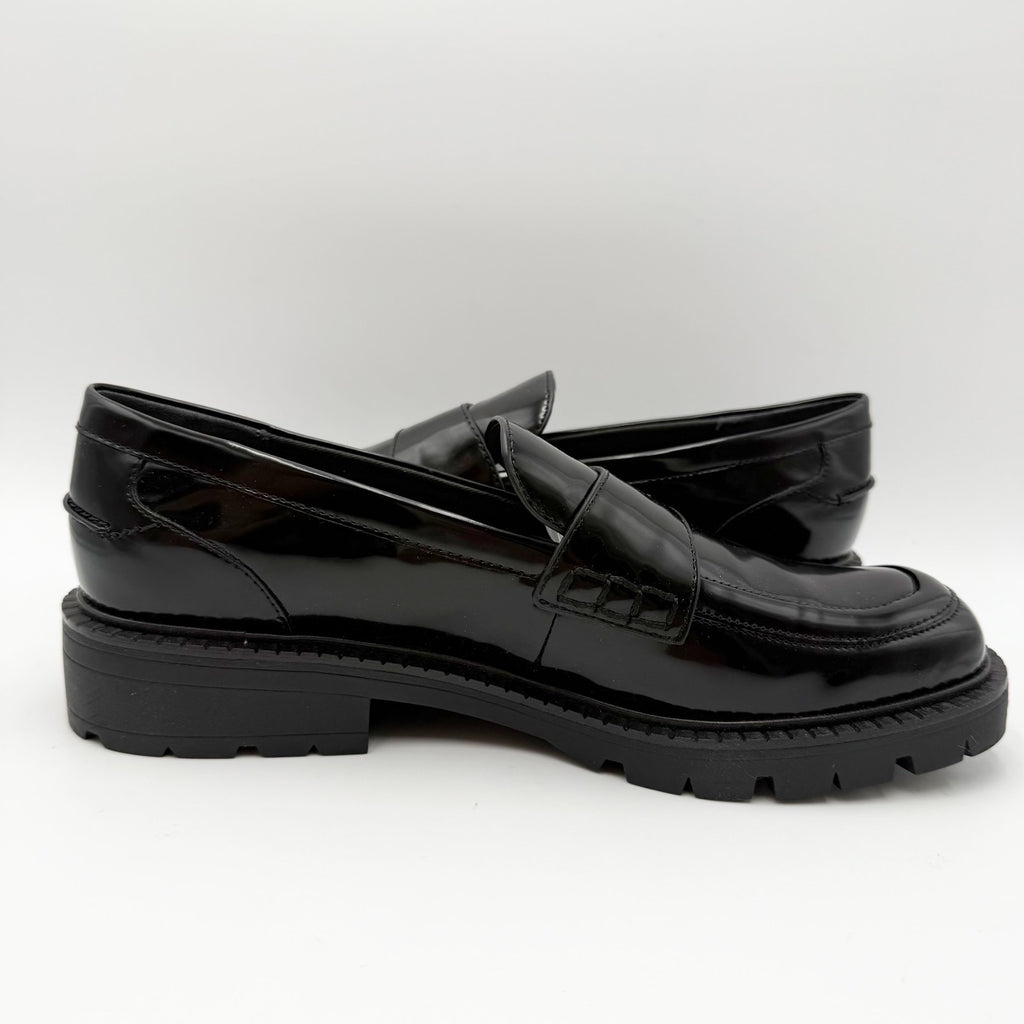Franco Sarto Womens Darby Loafers Size 10 M EU 41 Black Faux Patent NIB