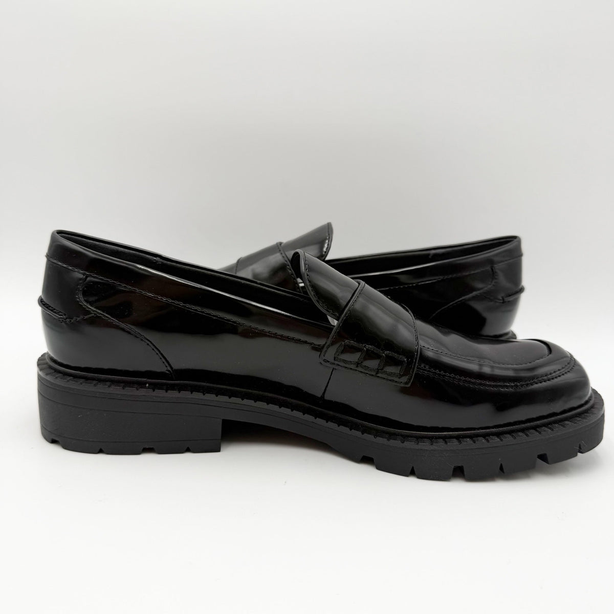 Franco Sarto Womens Darby Loafers Size 10 M EU 41 Black Faux Patent NIB